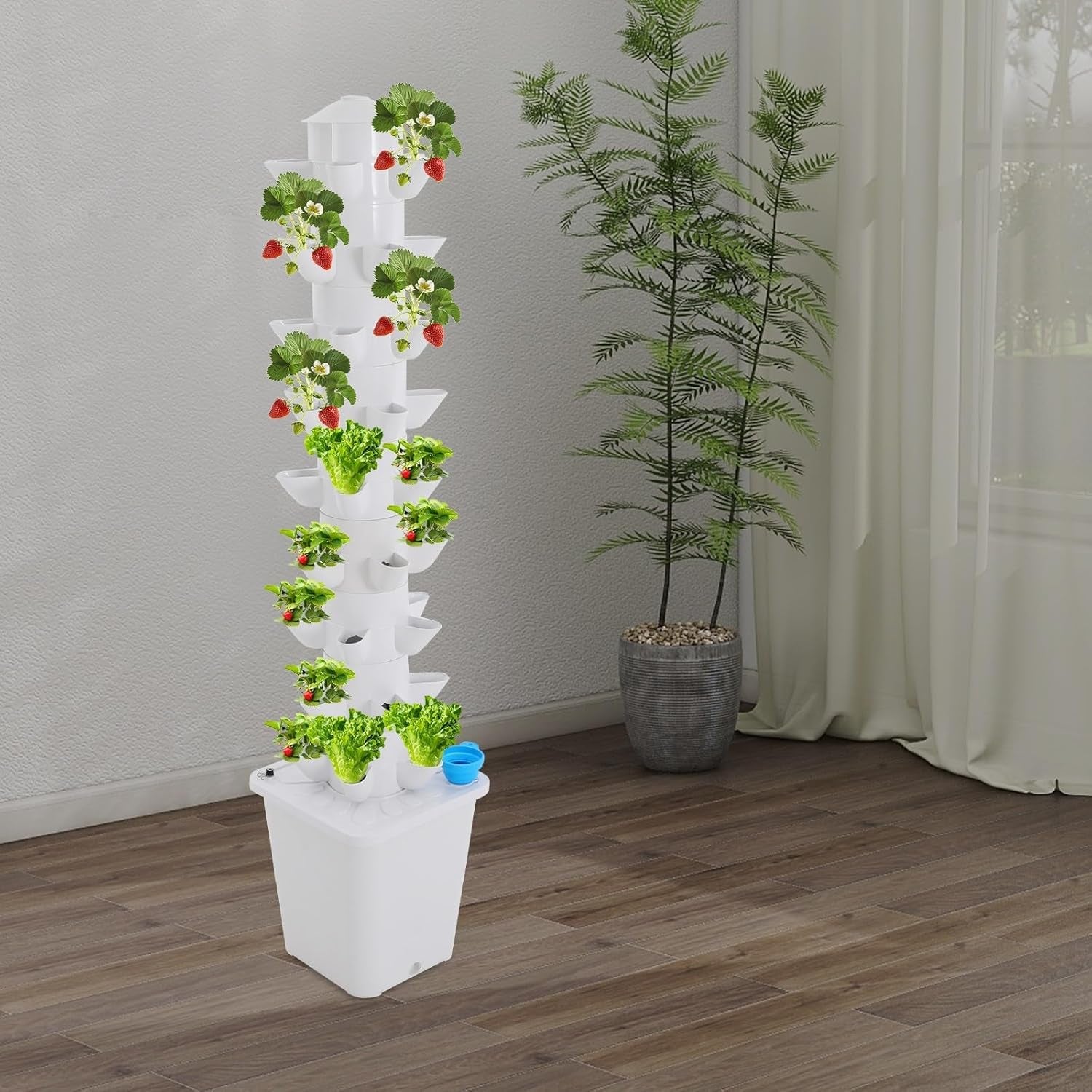 Sistem hidroponic Turn hidroponic Grădină de plante aromatice interioare Sistem de creștere hidroponică cu 45 de locații de plantare Pompă de apă Rezervor de apă 20L Vertical pentru flori și legume