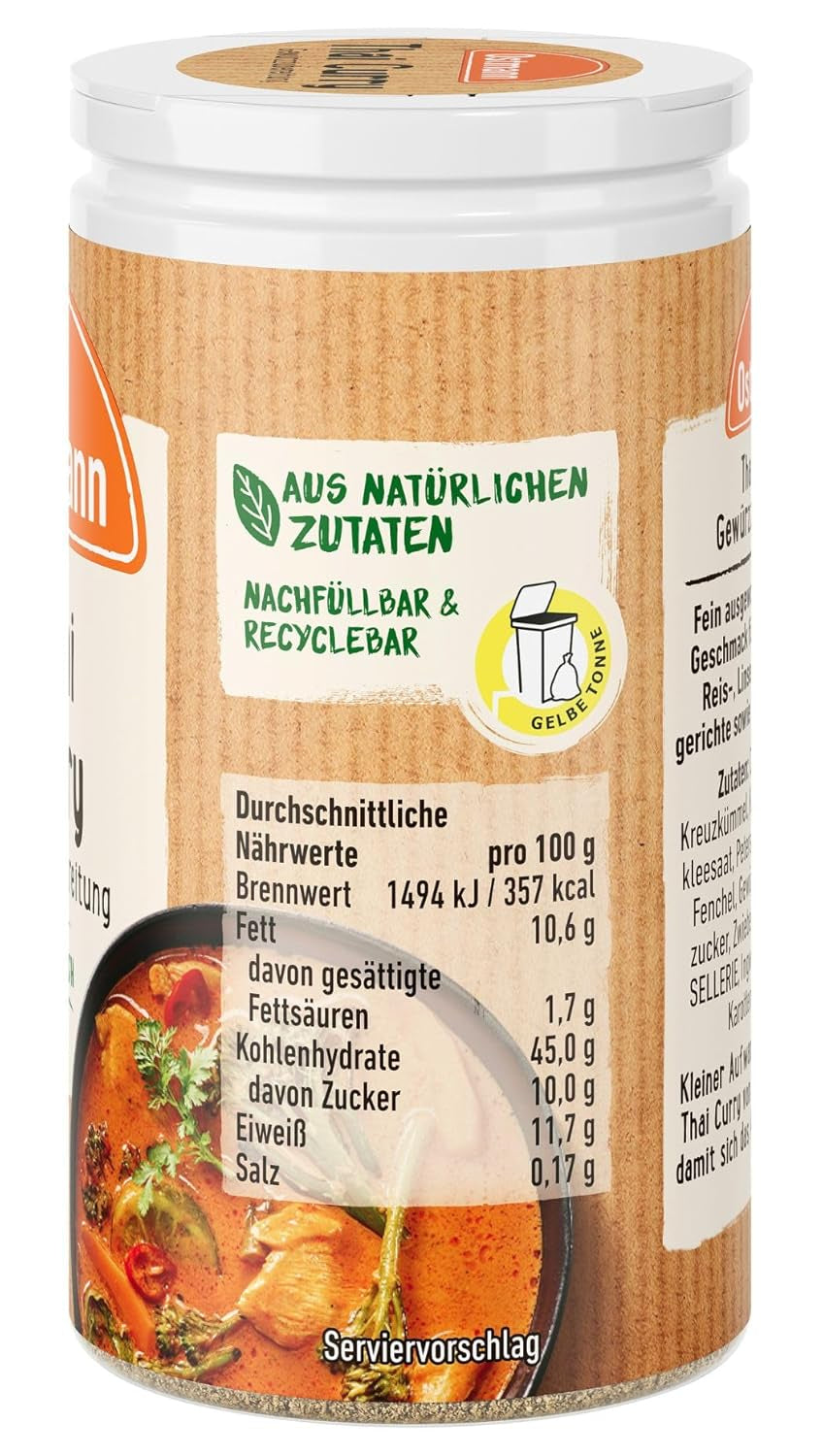 Ostmann Gewürze - Thai Curry Gewürzzubereitung | Nachfüllbare & recyclebare Verpackung | 40 g in der Streudose