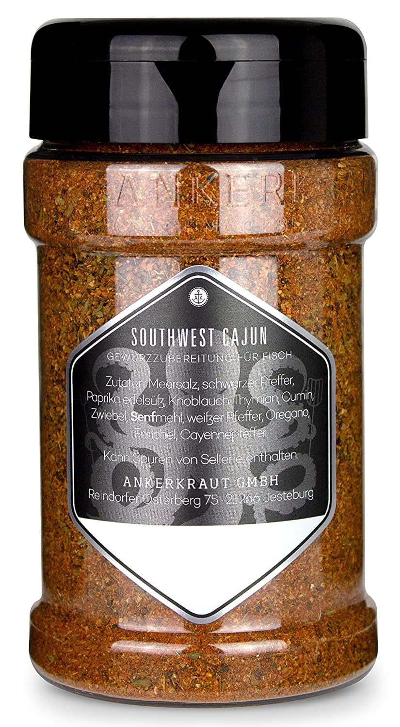 Ankerkraut Southwest Cajun, BBQ Rub Gewürzmischung zum Zubereiten von Gumbos und Jambalaya Gerichten, 170g im Streuer