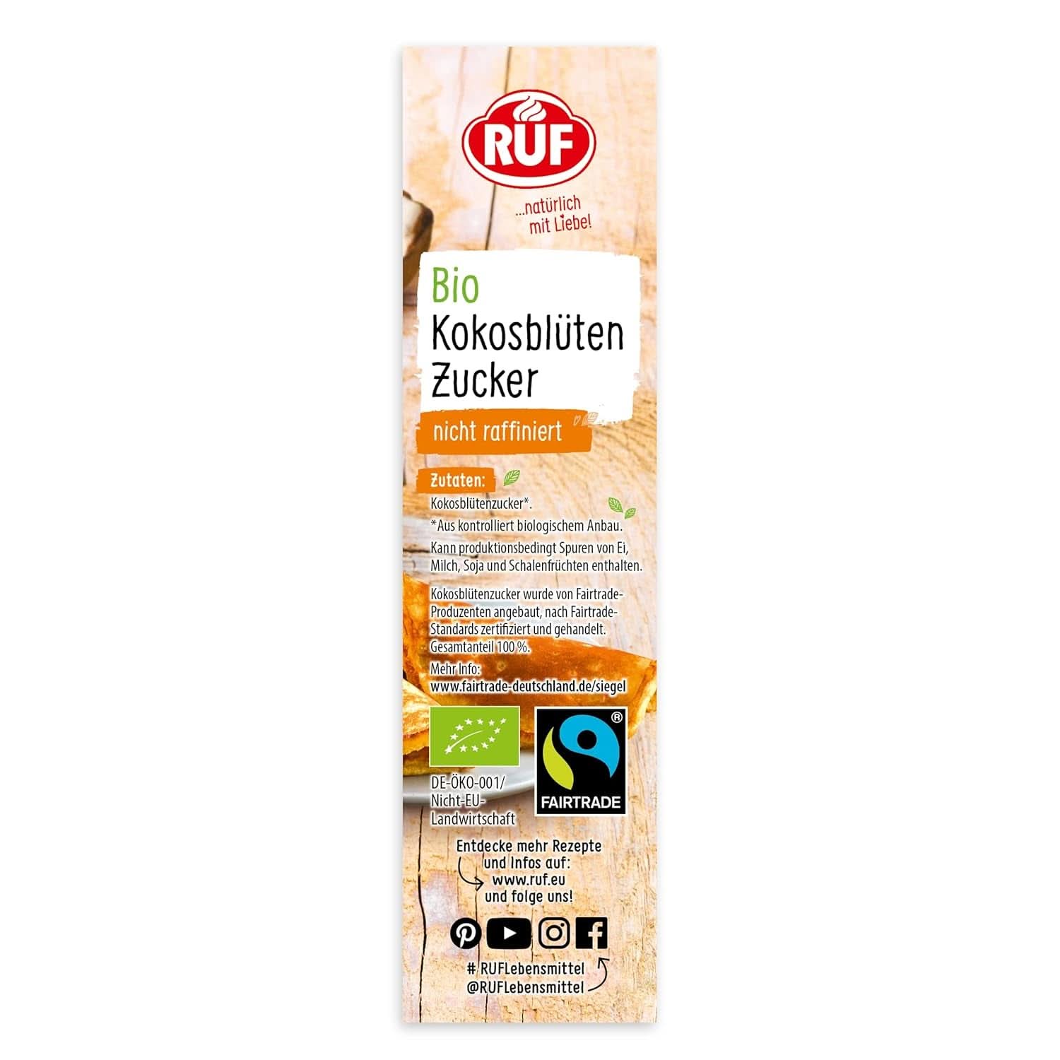 RUF Organic Coconut Blossom Sugar, îndulcitor natural, gust de caramel, 250 grame Indulcitori Naty Shop
