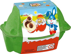Kinder Joy pachet de 2 – O jumătate cu cremă delicioasă de lapte și cacao și biluțe crocante, iar cealaltă jumătate cu o surpriză grozavă – ciocolată de Paște, dulciuri de Paște – cadou de Paște – 40g