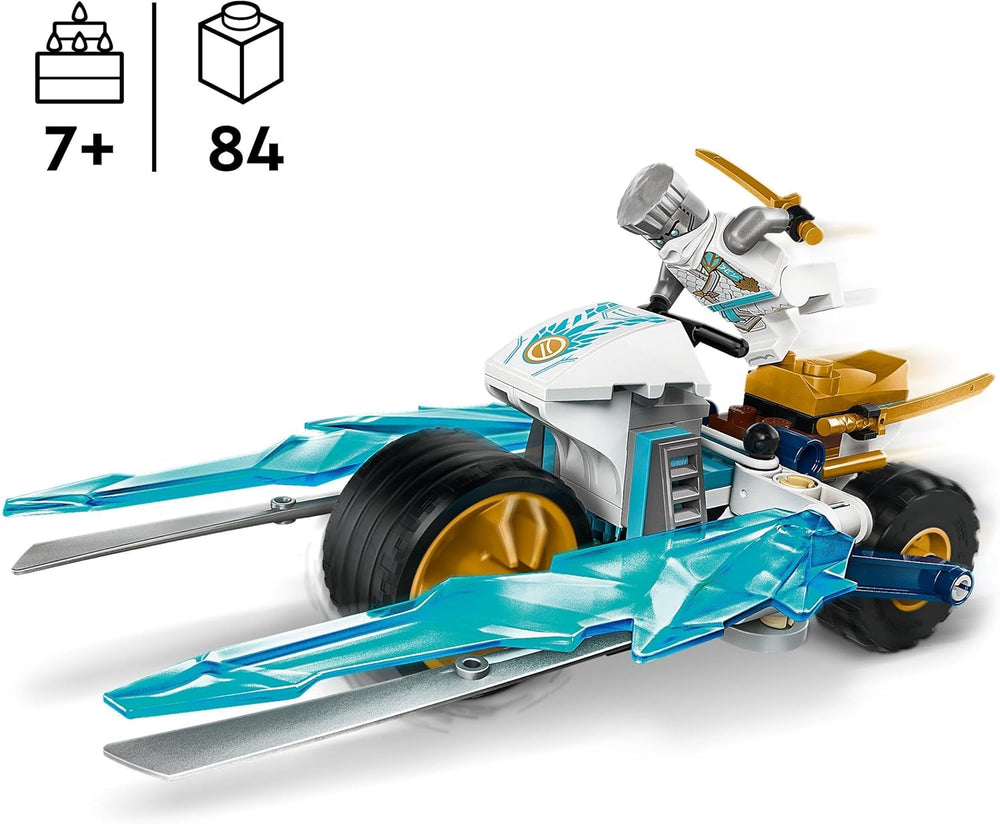 Motocicleta cu înghețată a lui LEGO NINJAGO Zane, set de joacă Ninja cu 1 minifigurină, jucărie de acțiune, vehicul mic construibil pentru copii, cadou pentru băieți și fete de la 7 ani 71816 Seturi de constructie Besuche den LEGO-Store