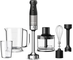 Kenwood Triblade XL Pro Stabmixer HBM80.322BK, 1200W, Variable Geschwindigkeiten, Edelstahl(Pürierfuß), Schneebesen, Emulgieraufsatz, 500Ml Zerkleiner, 700 & 250Ml Becher, Spülmaschinenfeste Teile Bucatarie Naty Shop Schwarz Hbm80.322Bk