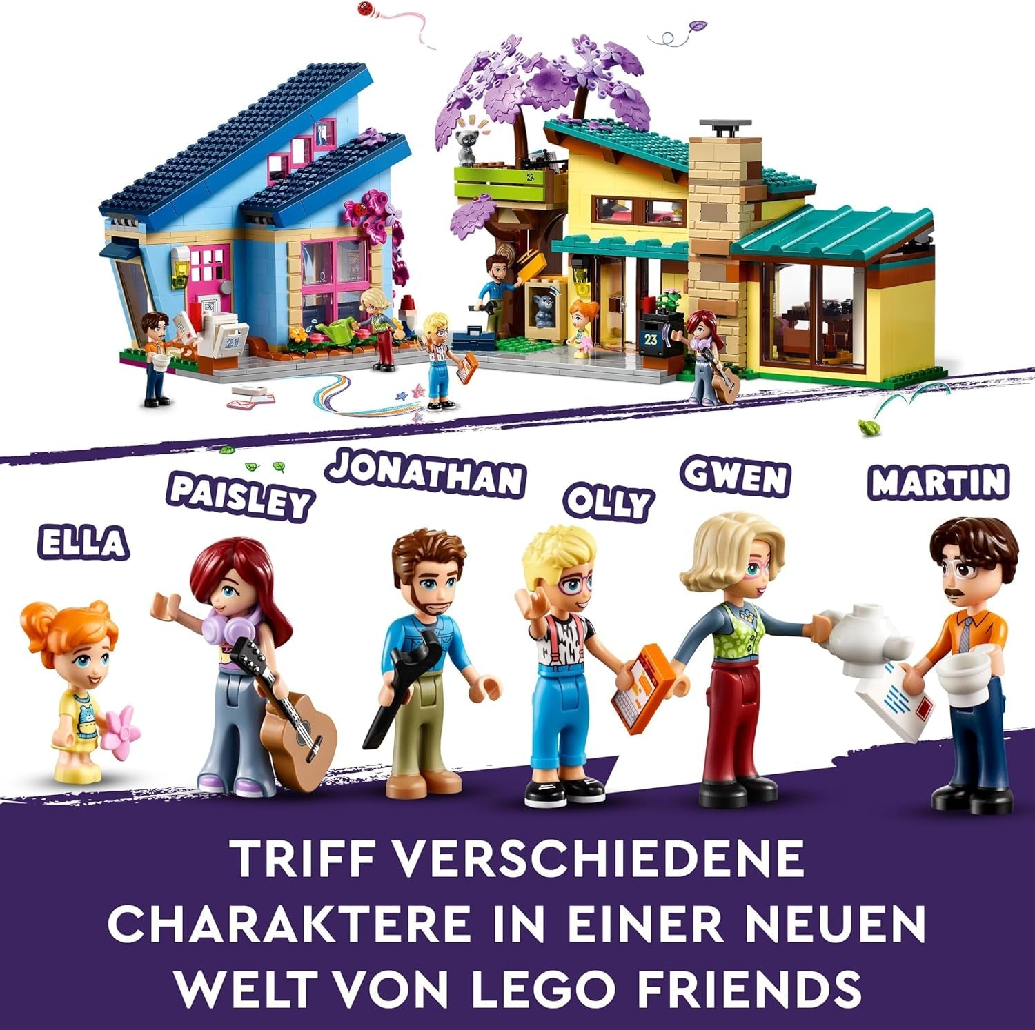 Casă de familie LEGO Friends Olly și Paisley, casă de păpuși cu figurine și accesorii, set cu casă cu două etaje și casă în copac, cadou creativ pentru fete și băieți cu vârsta de peste 7 ani 42620 Seturi de constructie Besuche den LEGO-Store