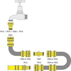 Conector pentru robinet cu prindere prin împingere | Diametru 20-30 mm | Alamă masivă | Sigur și durabil | Fixare sigură | Robust și rezistent la coroziune, negru/argintiu/auriu