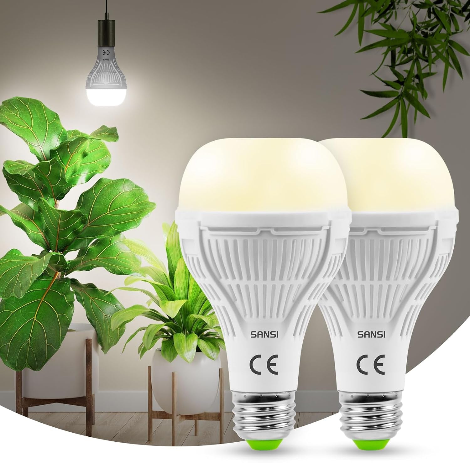 SANSI Lampă LED cu spectru complet de 30W pentru plante de interior, echivalent 250W, lampă de creștere E27 cu PPFD ridicat, lampă de creștere 4000K 660nm cu unghi de fascicul de 60° pentru răsaduri, legume, flori, hidroponie