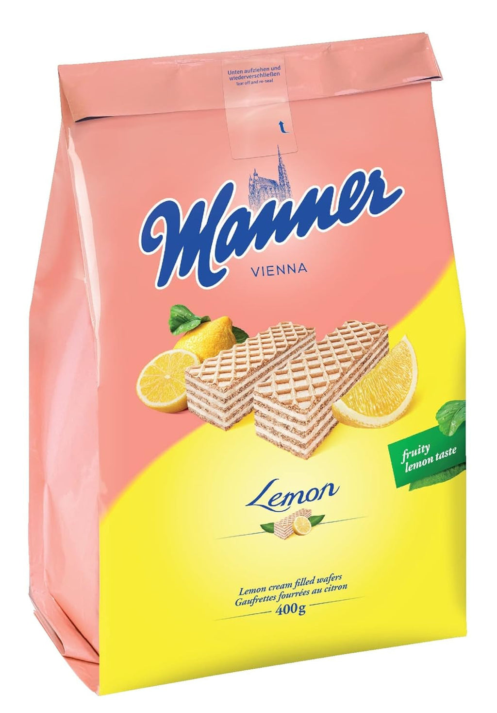 Vafe cu lămâie Manner | Vafe crocante vegane cu cremă de lămâie | 1 pachet (400 g)