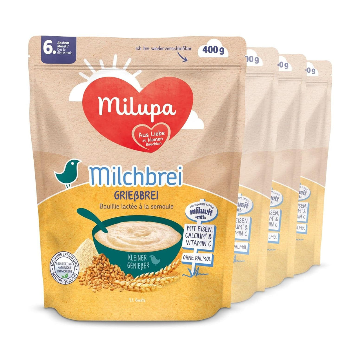 Terci de lapte Milupa Gentle Start - Terci pentru bebeluși fără gluten, fără ulei de palmier - fără conservanți și coloranți - din luna a 5-a Mama si Copilul Naty Shop Terci de lapte cu gris