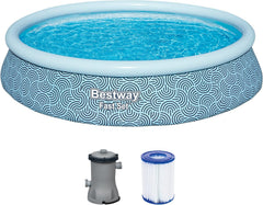 Set piscină gonflabilă Bestway Fast Set, rotundă, 396 cm x 396 cm x 84 cm, gri