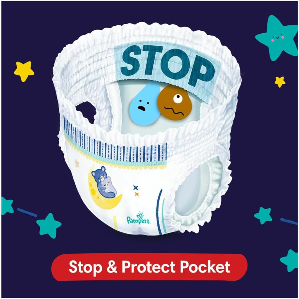 Pampers - Chiloți de noapte antiderapanți pentru bebeluși - Mărimea 6 - Pachet mic - 30 bucăți - 15+ kg