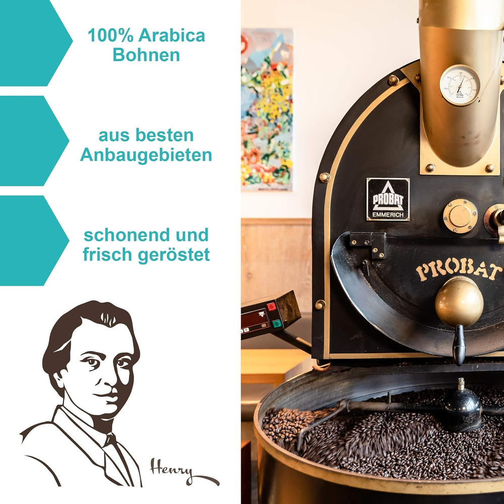 Cafea cu alune de pădure Henry's 1000g - Cafea gourmet rafinată cu cele mai fine arome - prăjită artizanal - boabe de cafea premium