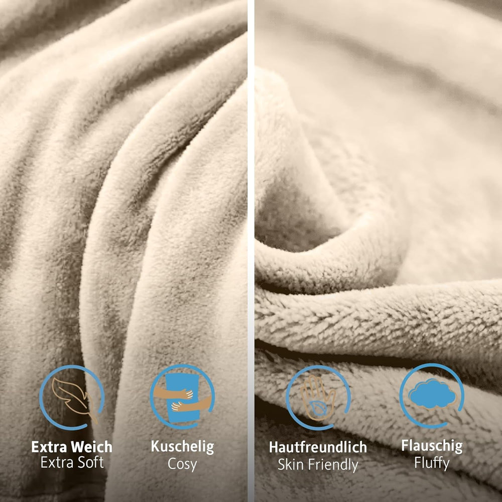 Komfortec pătură pufoasă, pătură confortabilă, pătură fleece, certificată Oeko-Tex, super moale, 150X200 Cm, 260 G/M², bej Paturi si Cuverturi Besuche den Komfortec-Store