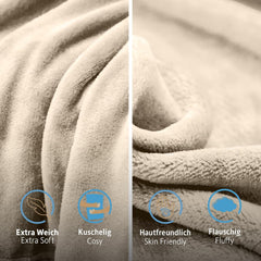 Komfortec pătură pufoasă, pătură confortabilă, pătură fleece, certificată Oeko-Tex, super moale, 150X200 Cm, 260 G/M², bej Paturi si Cuverturi Besuche den Komfortec-Store