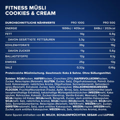 IronMaxx Fitness Muesli - Cookies & Cream, pungă de 2 kg | Muesli vegan bogat în proteine cu conținut crocant | Conținut redus de zahăr și bogat în fibre