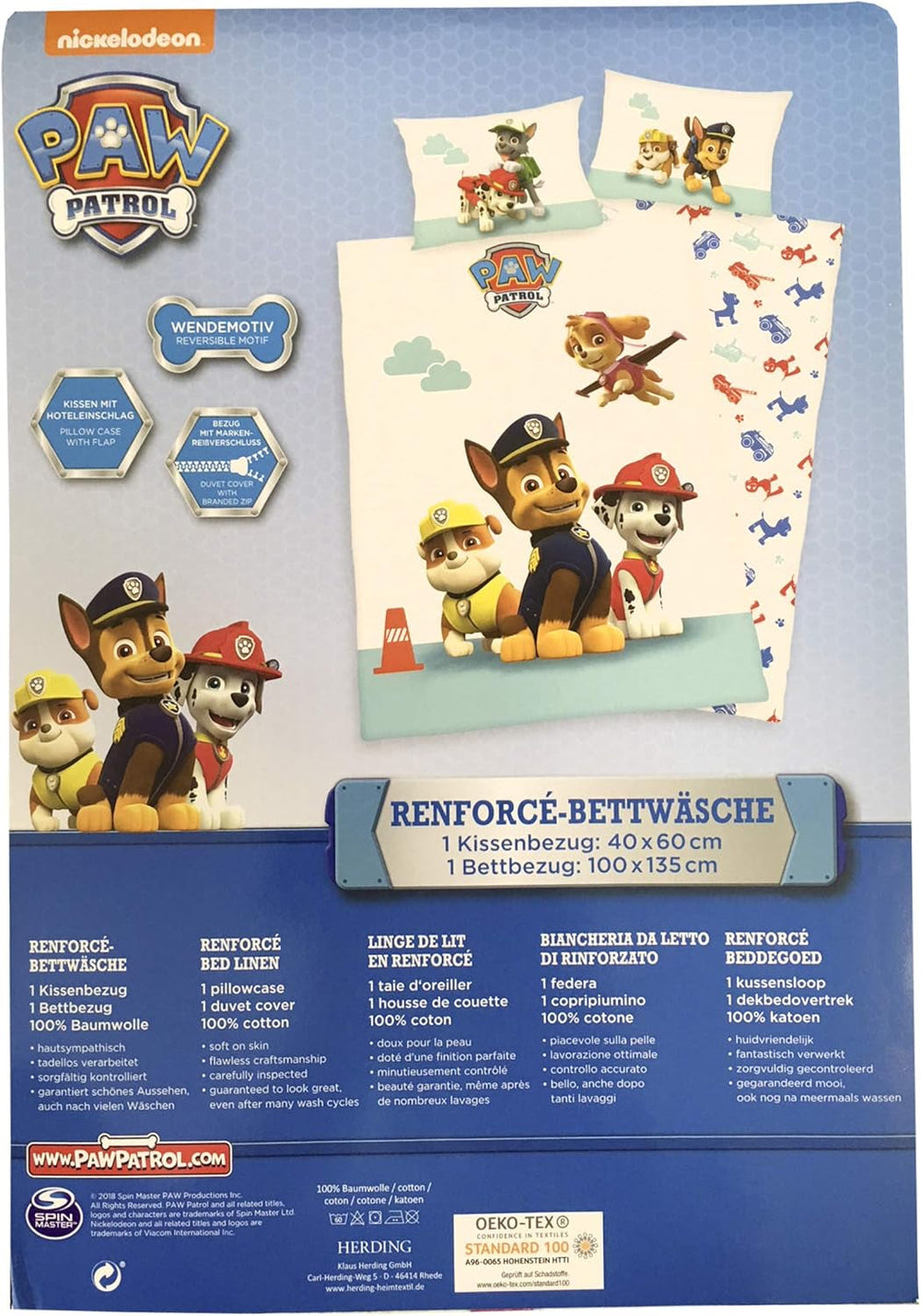 Set de lenjerie de pat pentru copii PAW Patrol, reversibila Lenjerie de pat - copii Naty Shop