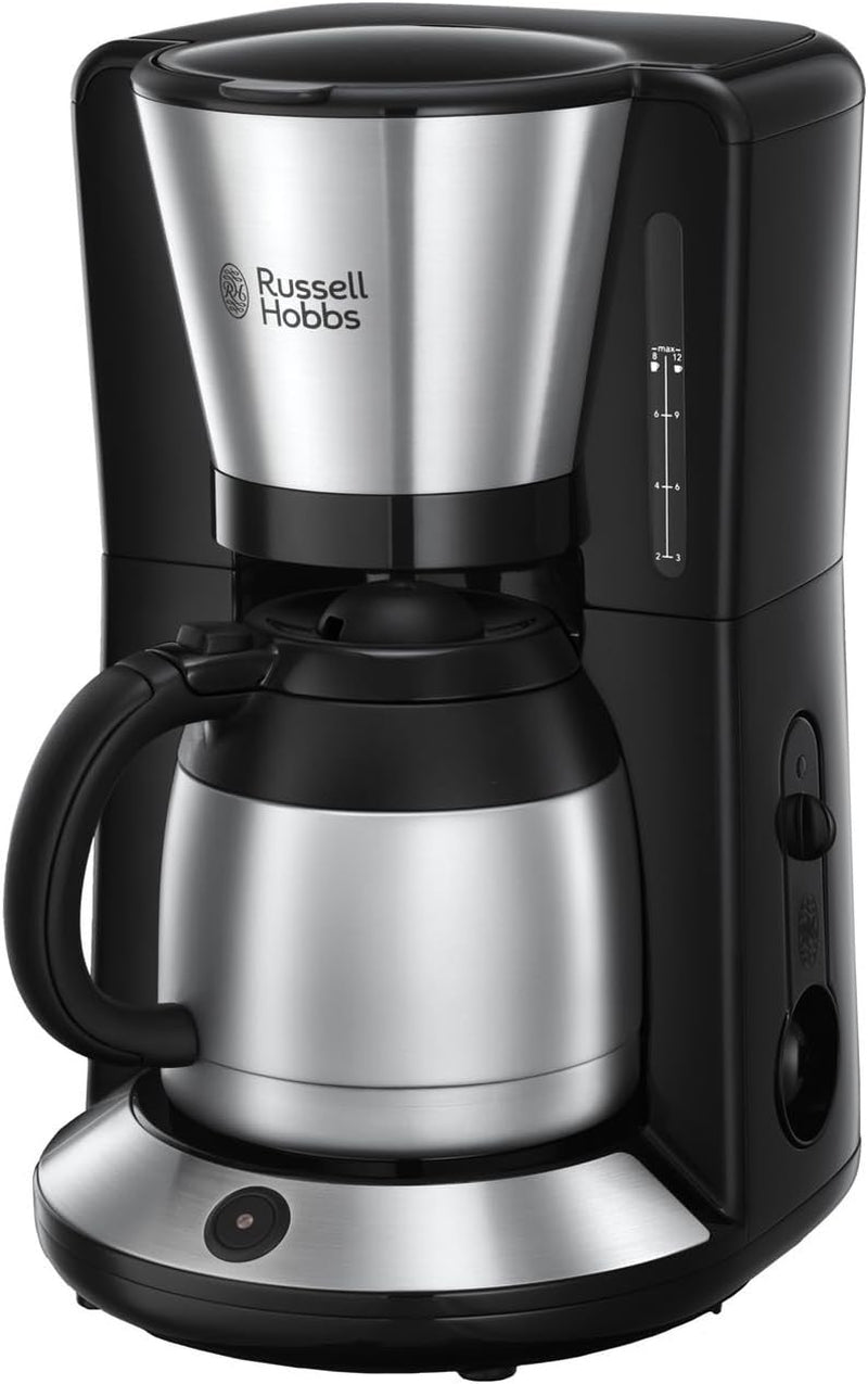 Cafetieră Russell Hobbs [Cap de duș pentru extracție și aromă optime] Adventure (1 până la 8 cești, carafă termică de 1,0 l, oprire automată, sistem anti-picurare, 1100 W) Cafetieră cu filtru 24020-56