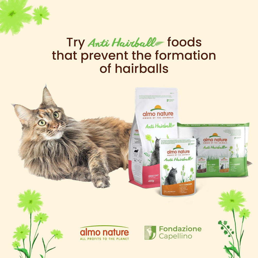 Almo Nature Functional - Anti-ghemotoace de păr - Hrană umedă pentru pisici adulte și mature - cu pui - Combate formarea ghemotoacelor de păr - 70 g (pachet de 30)