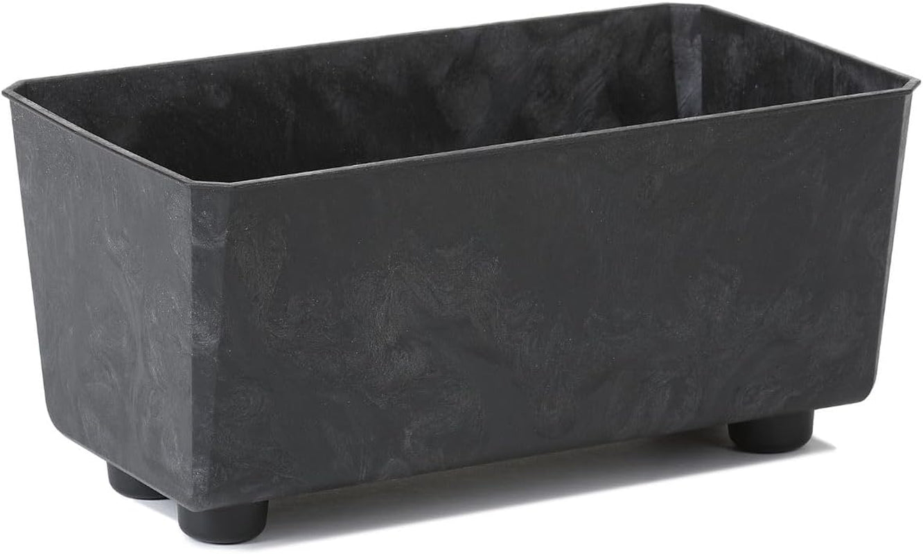 Jardinieră dreptunghiulară LAMELA cu picioare elegante – Ghiveci gri cu aspect de beton, fabricat din plastic robust, 37x17 cm, 6L – Rezistent la intemperii și ușor de curățat – Pentru interior și exterior
