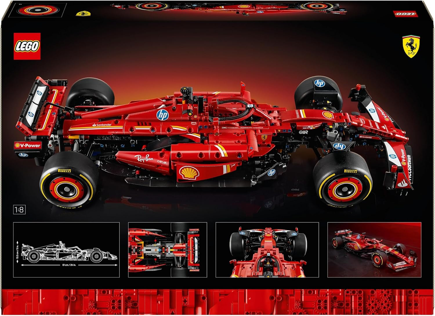 LEGO Technic Ferrari SF-24 F1 Race Car - Mașină model pentru adulți - Set Formula 1 de colecție - Motor V6, cutie de viteze, direcție și DRS la scara 1:8 - Cadou pentru fanii sporturilor cu motor și ai mașinilor de curse 42207 Seturi de constructie Besuche den LEGO-Store