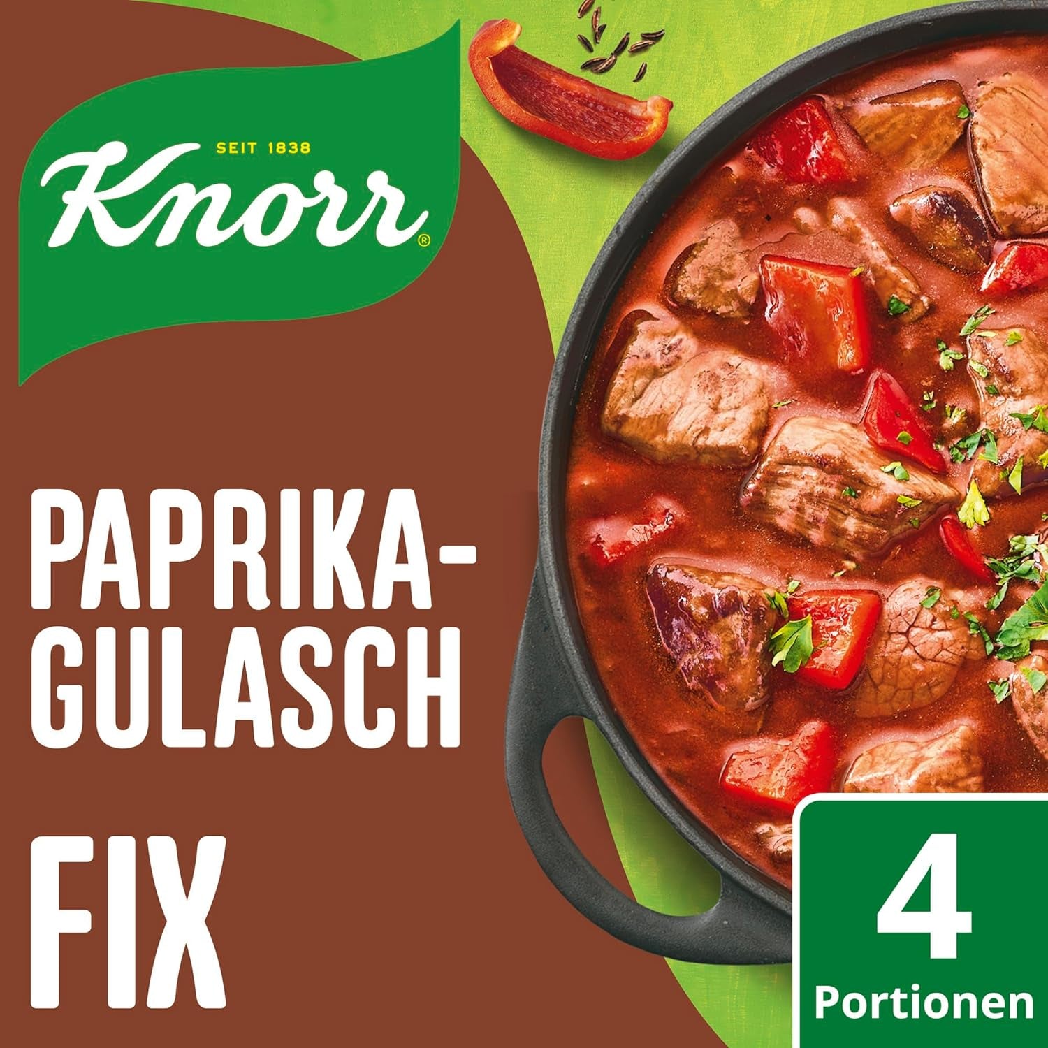 Knorr Fix Würzmischung Paprika-Gulasch für eine leckeres Fleischgericht mit natürlichen Zutaten 4 Portionen