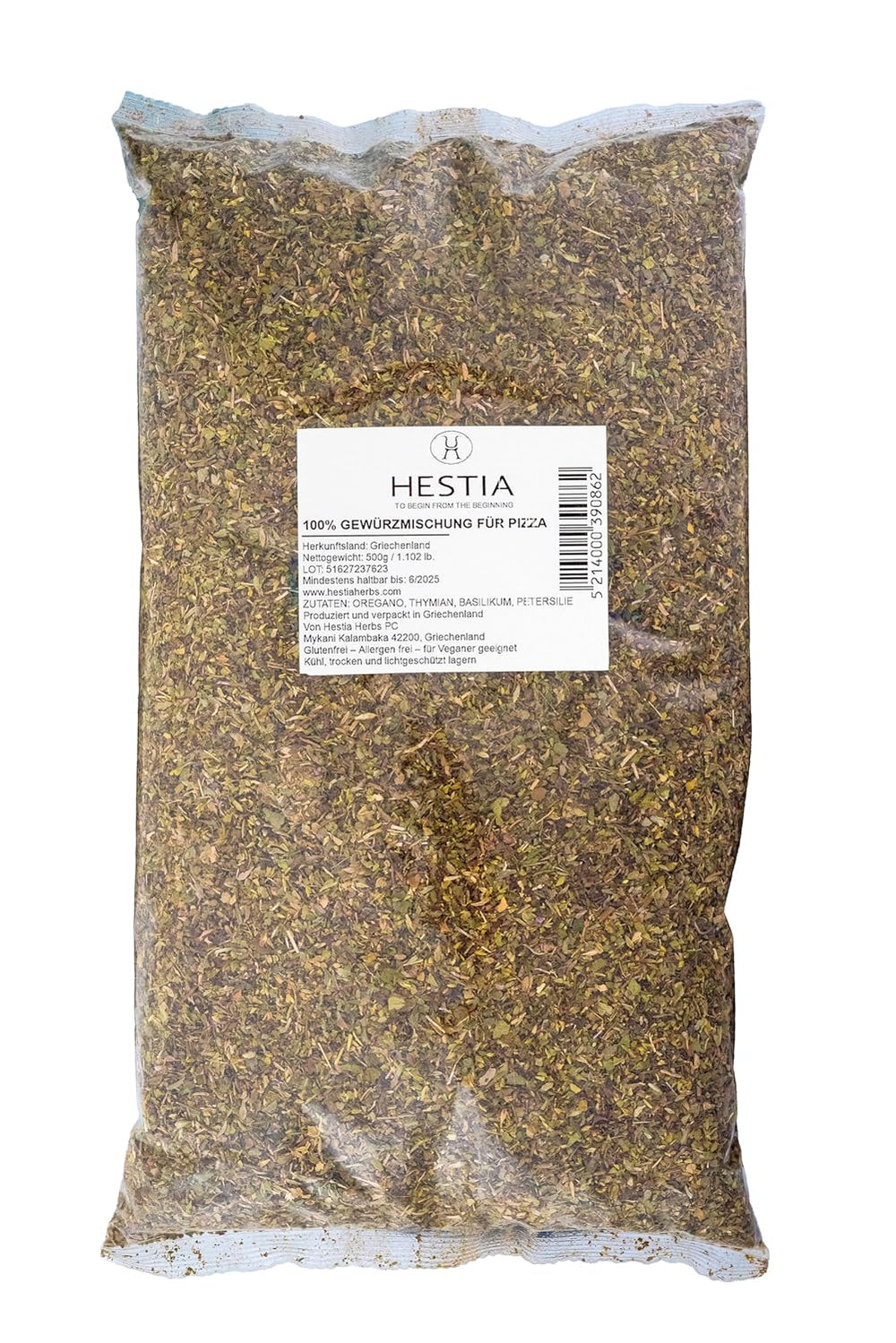 Hestia Herbs Griechische Mediterrane Kräutermischung mit Oregano, Rosmarin, Thymian, Basilikum & Petersilie zum Kochen, 500 g – Authentische Gewürzmischung für traditionelle Rezepte