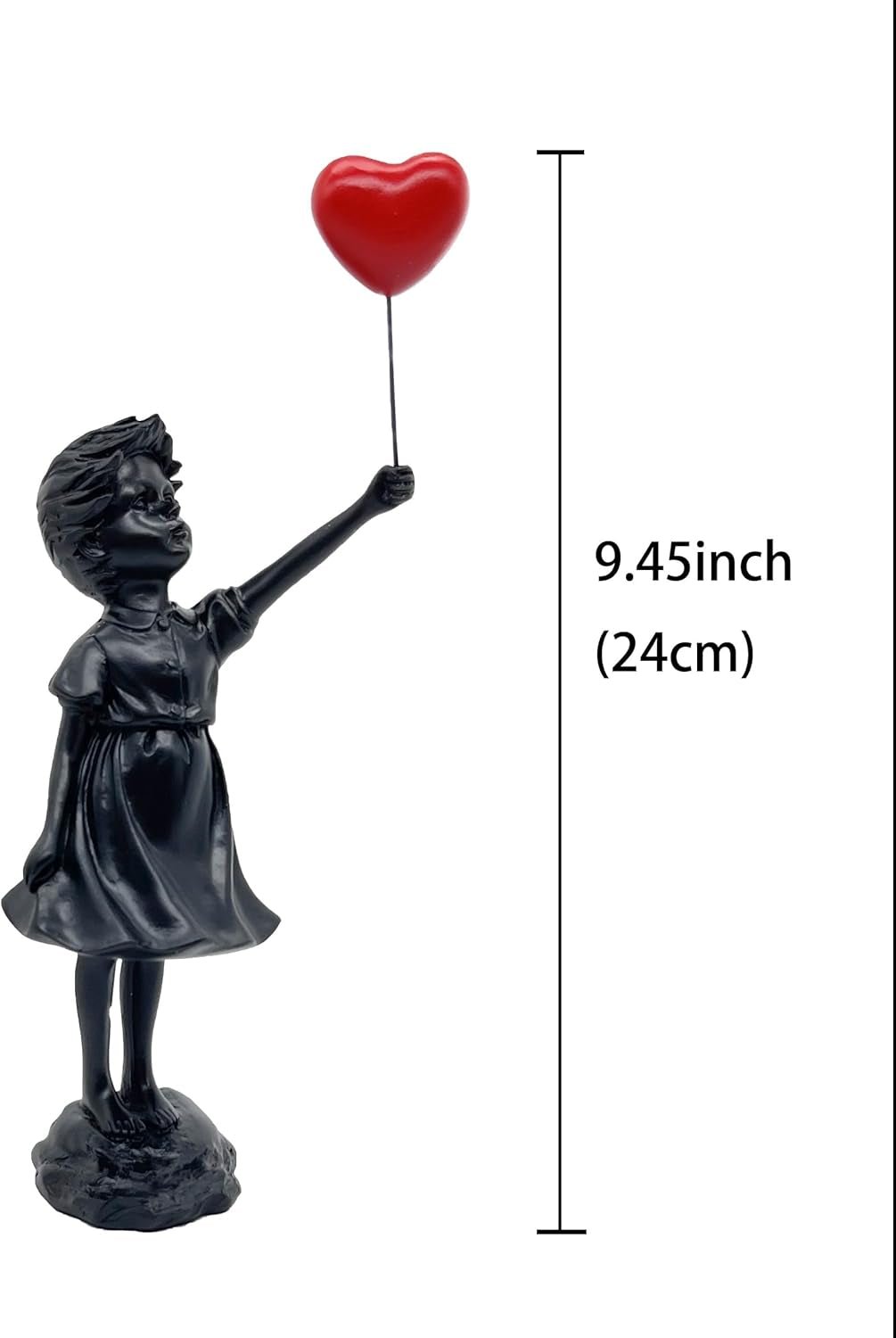 Fată drăguță cu balon, sculptură din rășină, statuie pentru decorațiuni interioare, statuie Banksy, fată cu inimă roșie, figura balon, sculptură de artă modernă pentru masă, raft, decor Statuete si sculpturi Naty Shop