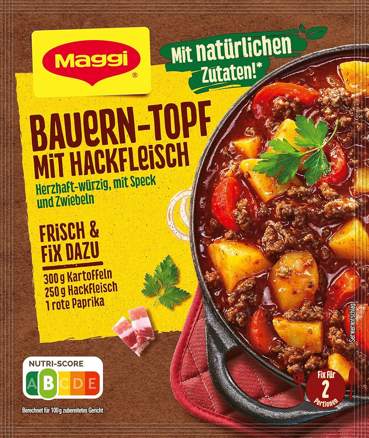 MAGGI Fix für Bauern-Topf mit Hackfleisch, Würzmischung, mit natürlichen Zutaten*, für 2 Portionen, 1er Pack (1 x 39g )