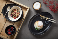 CreaTable, 22139, seria PIETRA, set de veselă din 4 piese pentru 4 persoane, set de farfurii din gresie, potrivit pentru mașina de spălat vase și cuptorul cu microunde, fabricat în Europa