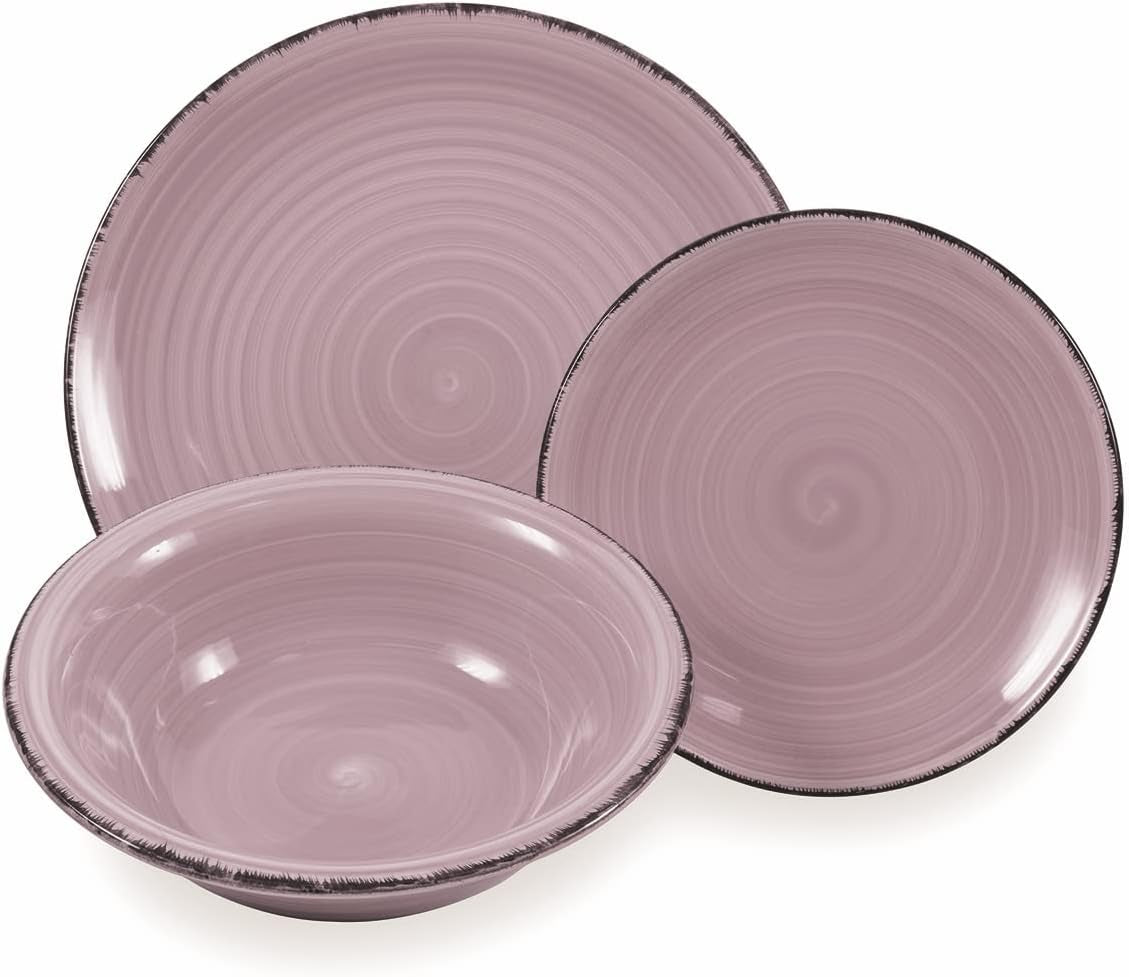 2197966 Set de veselă Baita Watercolor, 18 piese, gresie pictată manual, 6 blaturi diferite