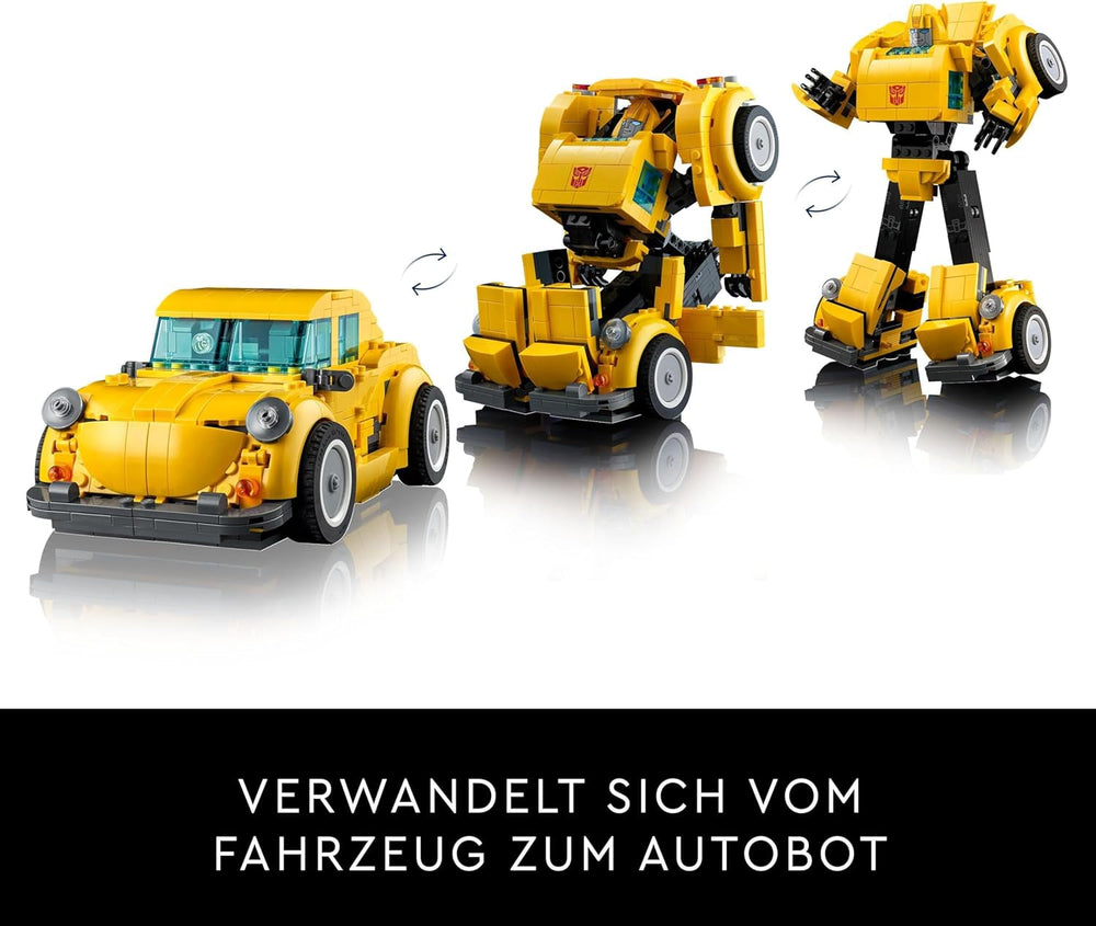 LEGO Icons Transformers Bumblebee, Figurină de acțiune robot pentru adulți de colecționat, Set de construcție pentru film pentru fanii science fiction, Poate fi transformat într-o mașină, Jucărie de aventură 10338 Seturi de constructie Besuche den LEGO-Store