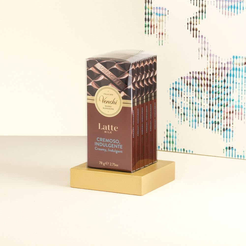 Venchi – Set de 6 tablete asortate de ciocolată cu lapte, 468 g – Fără gluten – Idee de cadou