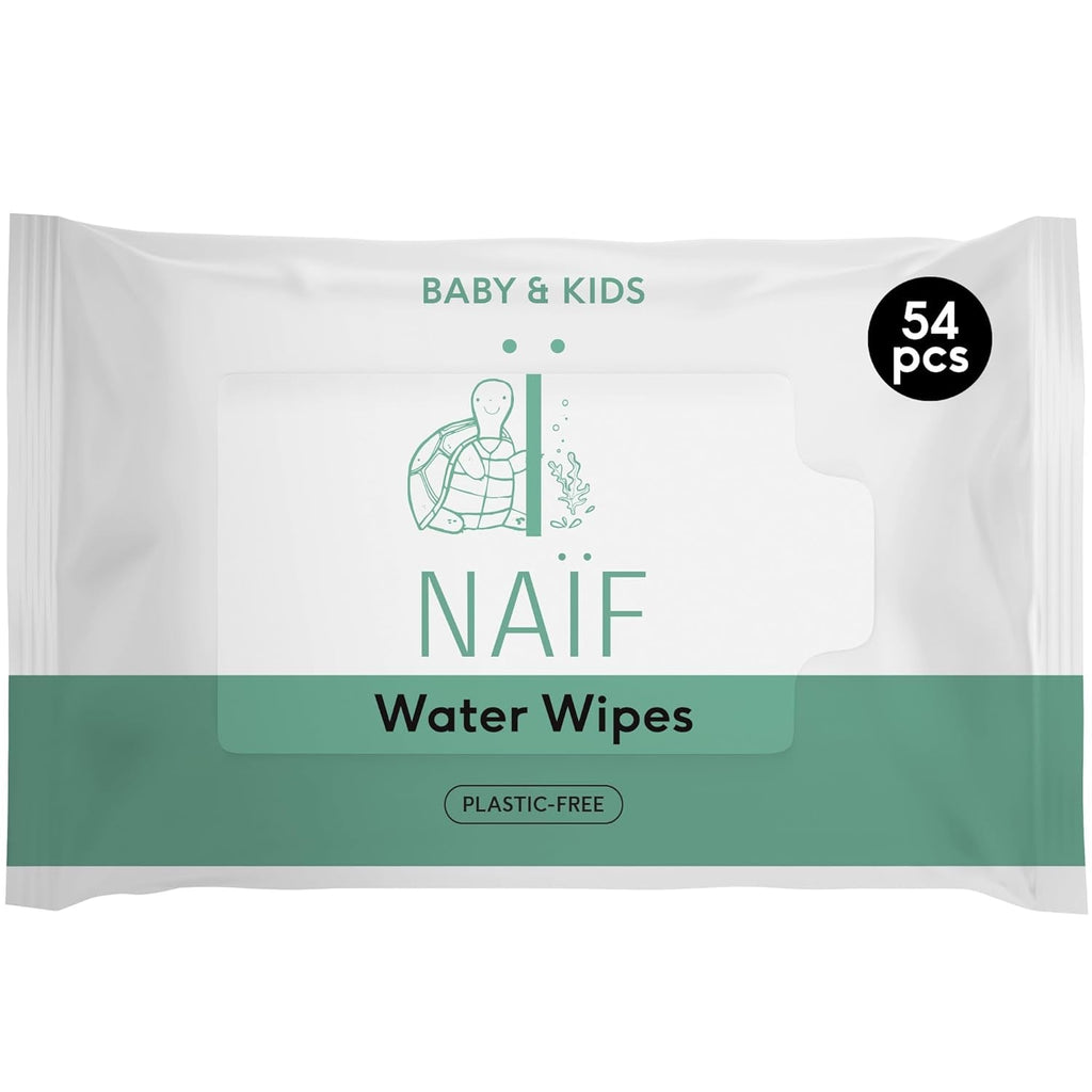 Naïf - Șervețele umede fără plastic - 1296 bucăți (24 bucăți X 54 șervețele umede) - Îngrijire pentru fundul, corpul și fața bebelușului - 99% apă - 0% parfum și alcool