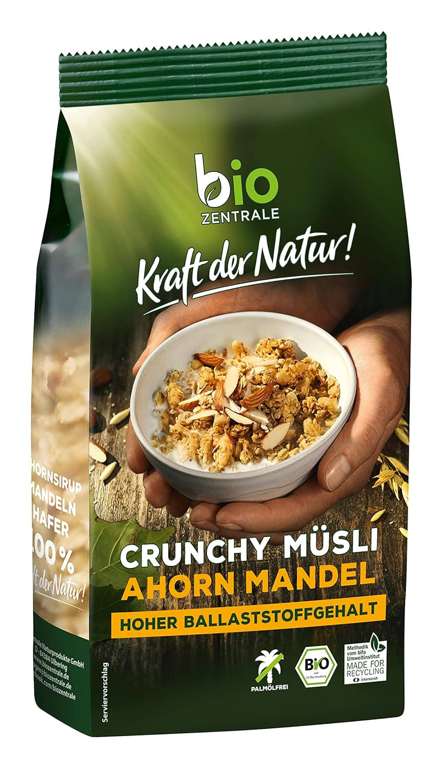 Muesli crocant cu fructe de pădure Biozentrale | 375 g Muesli organic | Ideal pentru micul dejun și pentru paharul tău de muesli la pachet | O alternativă la batoanele de muesli