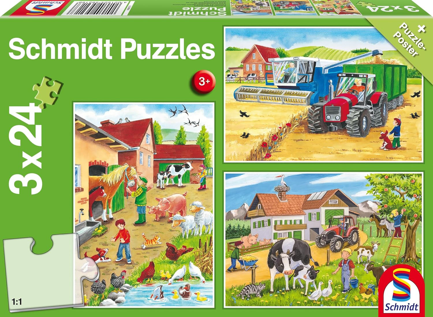 Schmidt Spiele 56216 Puzzle jigsaw pentru copii, 3X24 piese Puzzle Naty Shop Titlu implicit