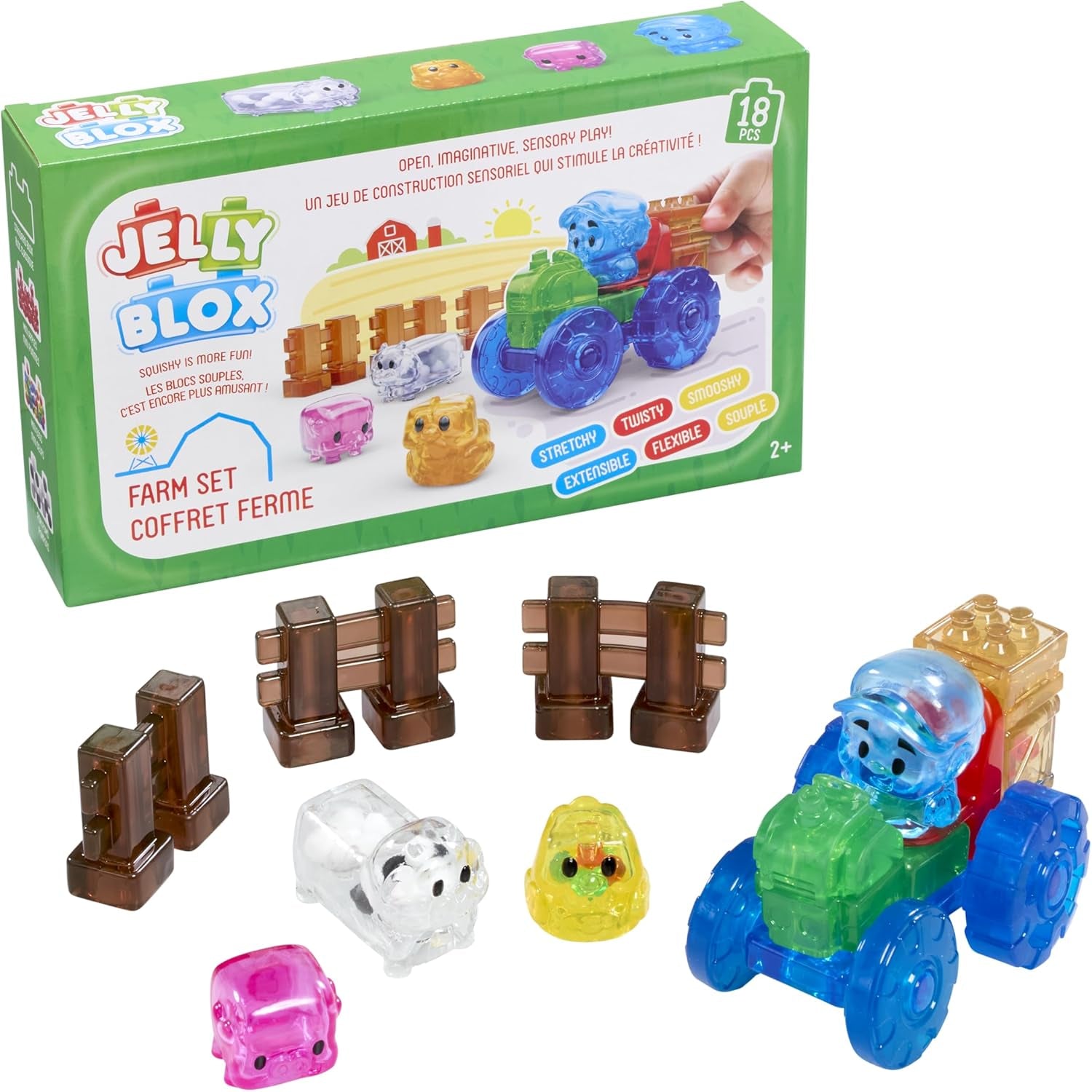 Jelly Blox - Creative Kit, Bauspielzeug ab 2 Jahren, mit 20 Sensorische Bausteine, Konstruktion Spielzeug für Kinder