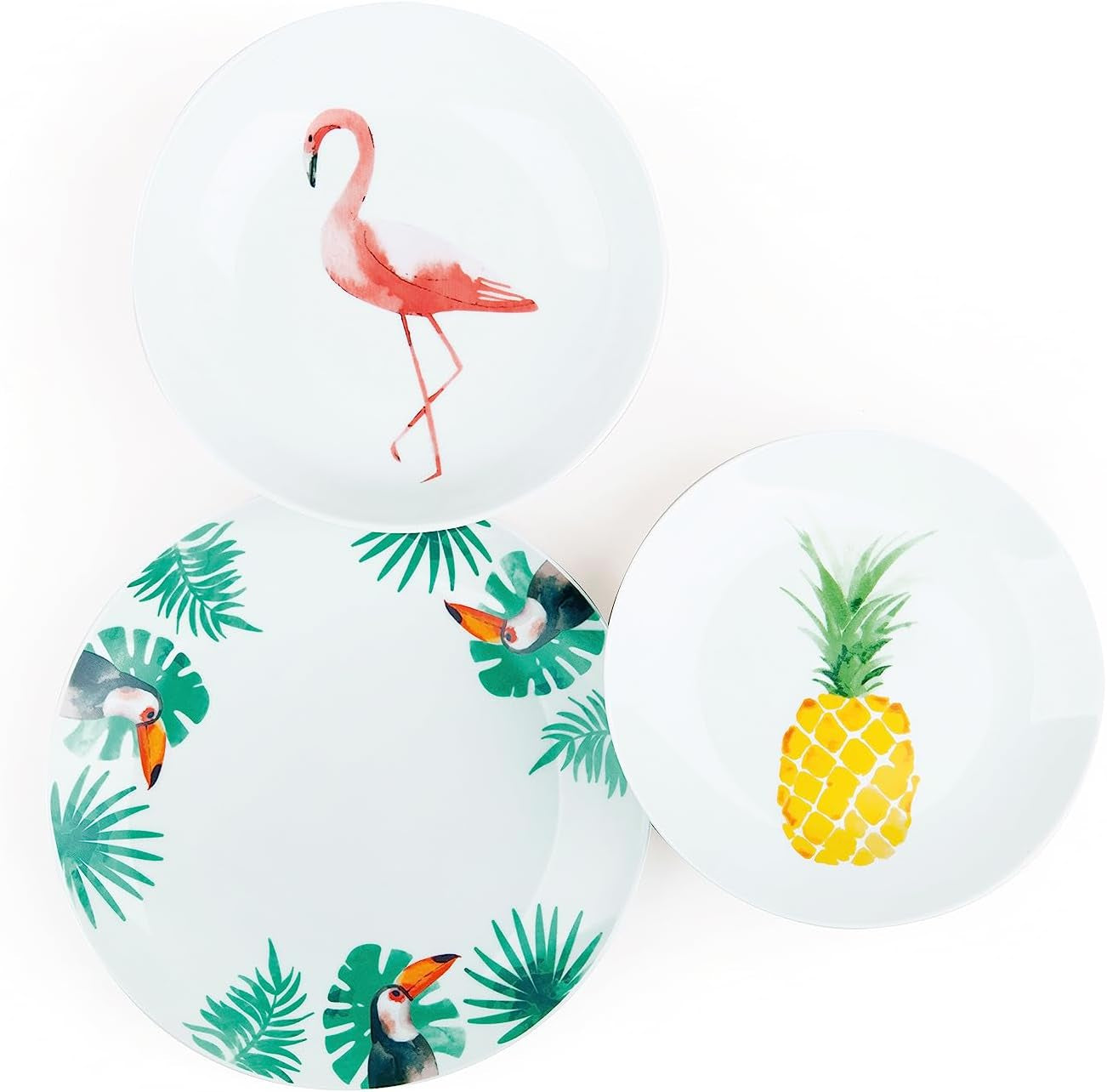 Set de veselă Excelsa Tropical, 18 piese, porțelan, alb cu decor