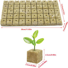 50 de bucăți de covoraș de creștere din vată minerală, cub de vată minerală, izolație din vată minerală, covoraș de creștere din vată minerală cu foarfece și mănuși pentru creștere fără sol, hidroponie și transplantare