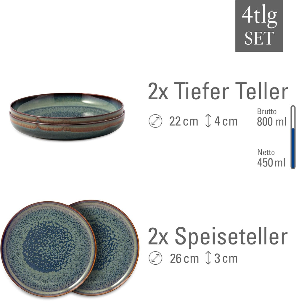 Set de veselă Crafted Breeze de la Villeroy & Boch, 4 piese, pentru 2 persoane, verde