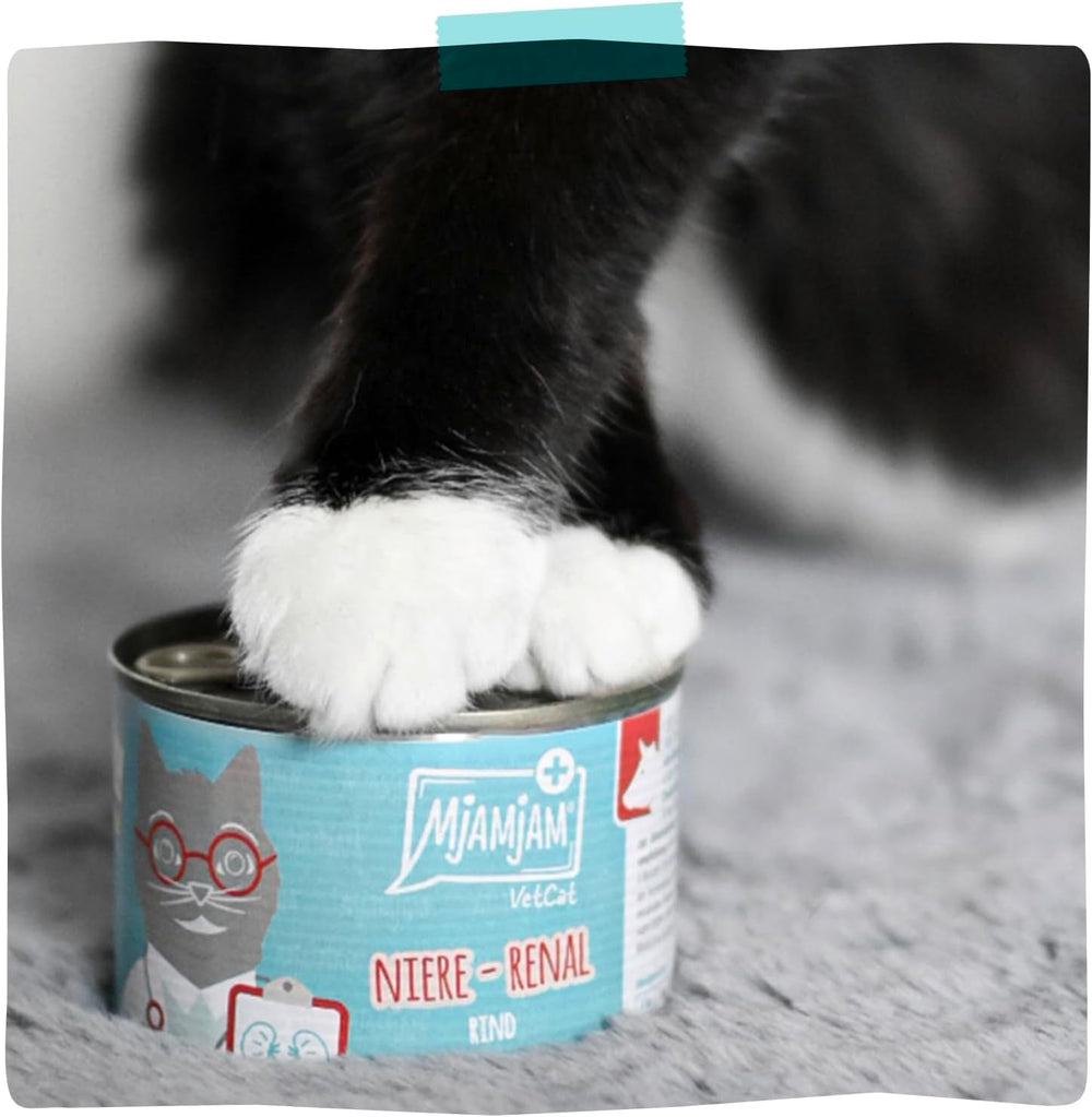 MjAMjAM VetCat - Hrană umedă premium pentru pisici - Dietă - Rinichi - Pui, pachet de 6 (6 x 200g), fără cereale