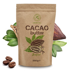 Kakaobutter - 250g - Theobroma Cacao - Roh Cacaobutter - Kakao Butter in Stücken - Kaltgepresst - Unraffiniert - Rein und Natürlich - für Speisen und Hautpflege - Cacao Butter