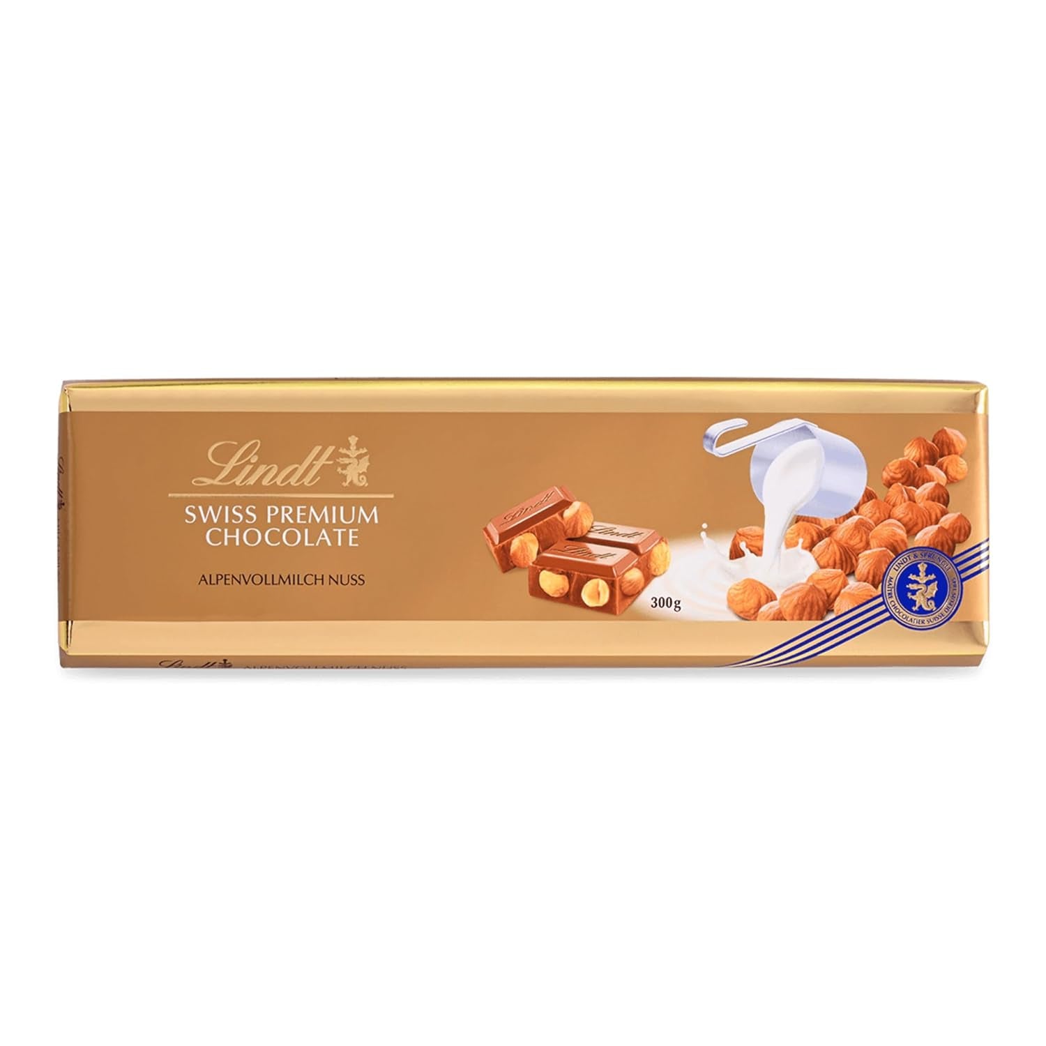 Ciocolată Lindt | Ciocolată cu lapte și nuci | 300g | Cea mai fină ciocolată cu lapte și nuci întregi | Tabletă de ciocolată