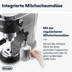 De'Longhi Dedica Style EC 685.B – Espressor cu portafiltru, espressor cu spumator de lapte profesional, doar 15 cm lățime, pentru cafea măcinată sau capsule ESE, rezervor de apă de 1 l, negru