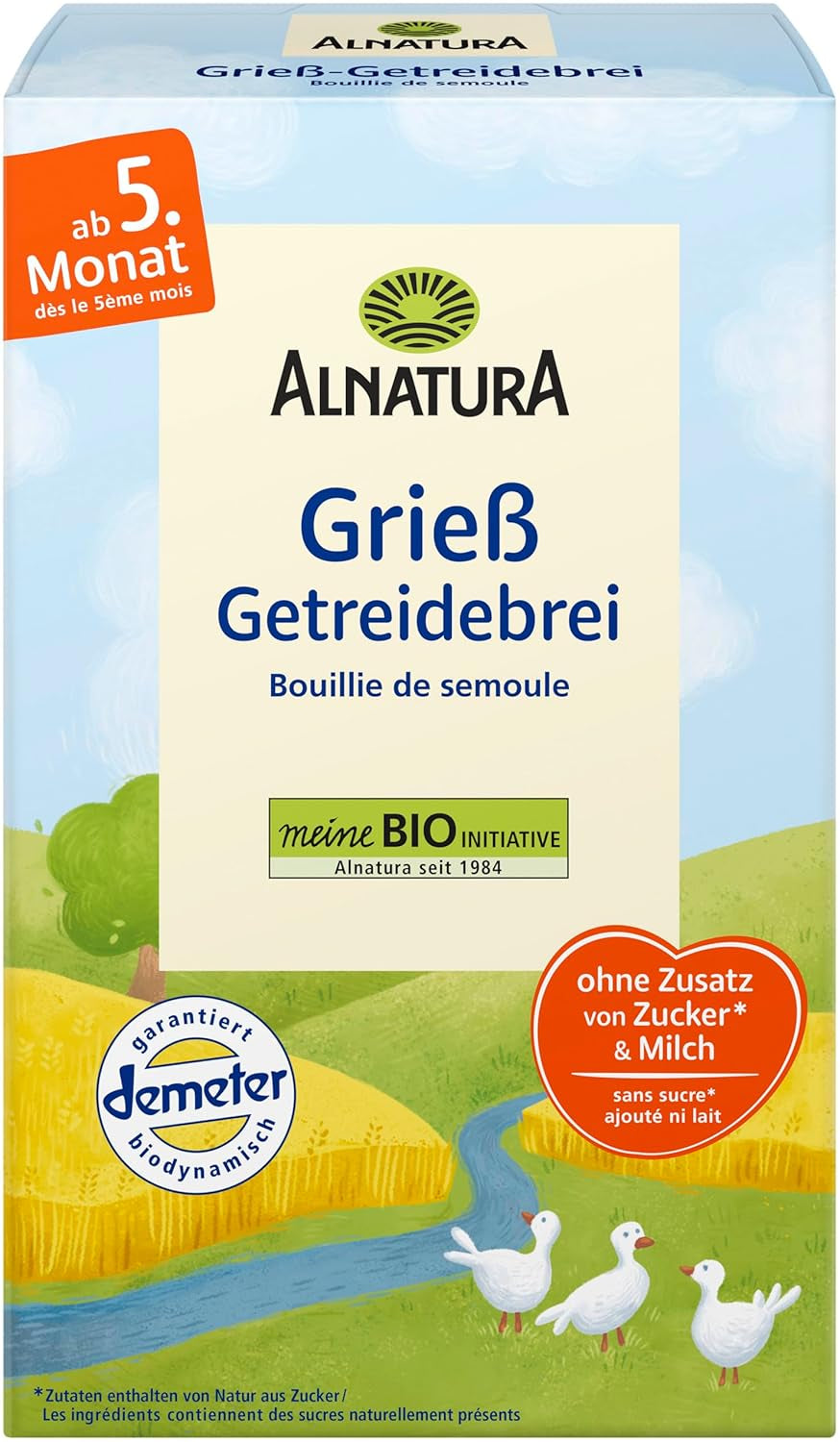 Cereale organice pentru bebeluși după 4 luni, griș, 6 x 250 g