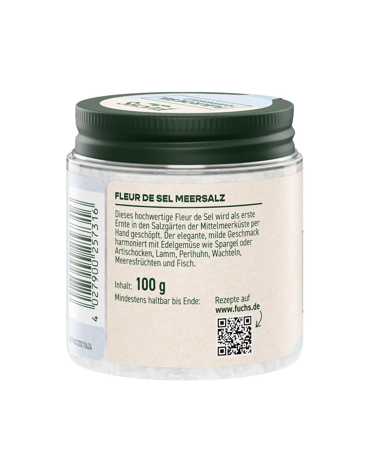 Fuchs Gewürze - Fleur de Sel | Edles Toppingsalz für Spargel, Meeresfrüchte und Fisch | Meersalz in Premium-Qualität | 100 g im wiederverschließbaren Gewürzglas