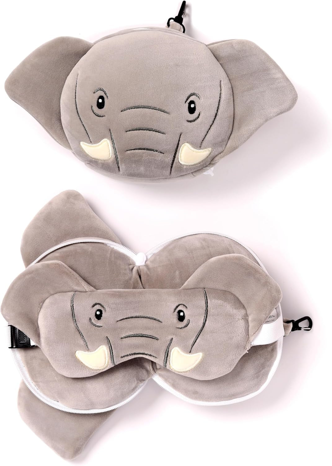 Pernă de călătorie, Rotundă, Din pluș, Elefant, Și mască pentru ochi, Unisex, O singură mărime, Unisex, Waist Unique Perne calatorie Naty Shop Titlu implicit