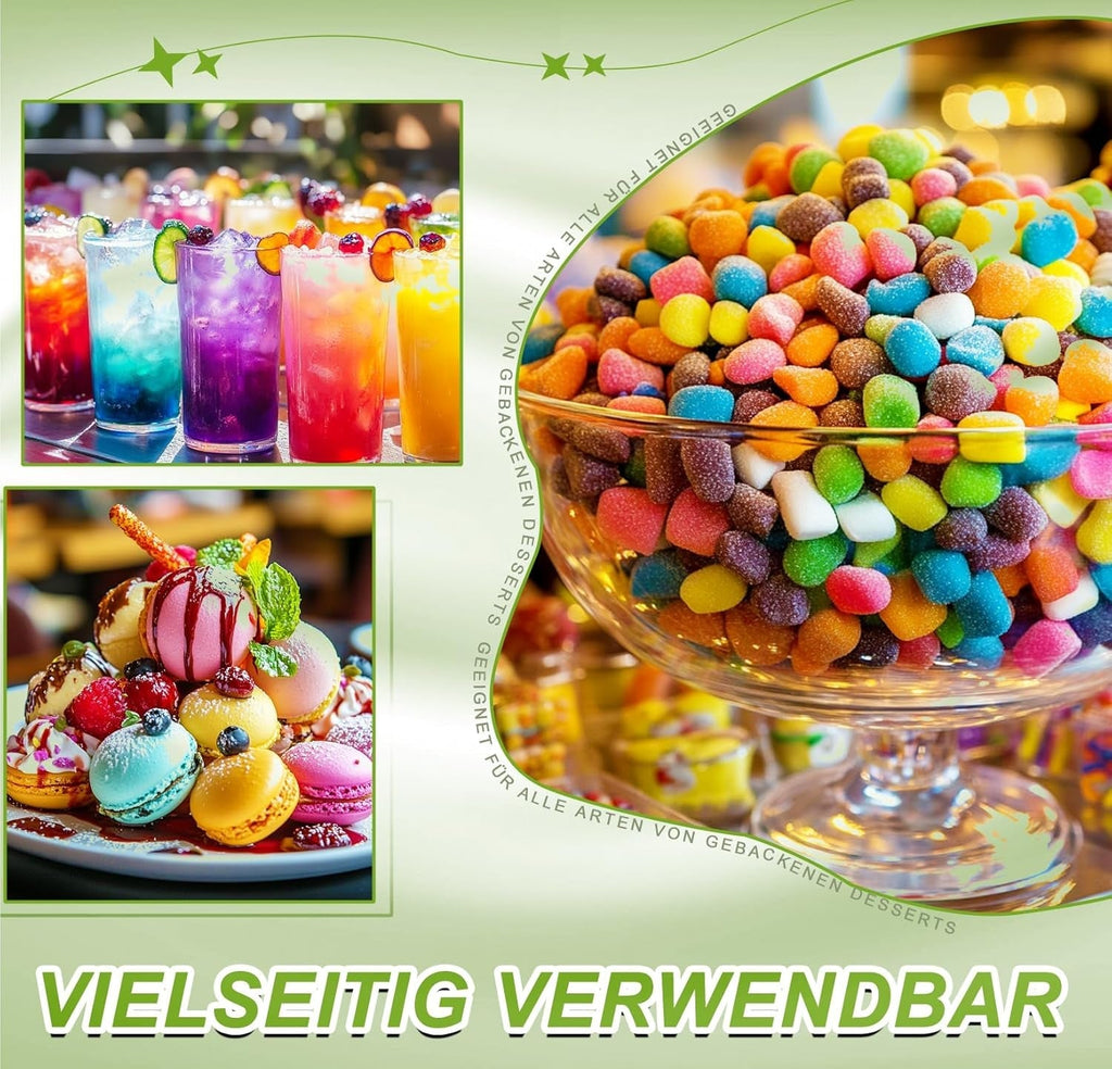 Colorant alimentar pudră - 24 coloranți alimentari foarte concentrați, coloranți alimentari vibranți pentru prăjituri, macaroane, fondant, gătit, glazură, cremă de unt, fursecuri - 2 g (fiecare)