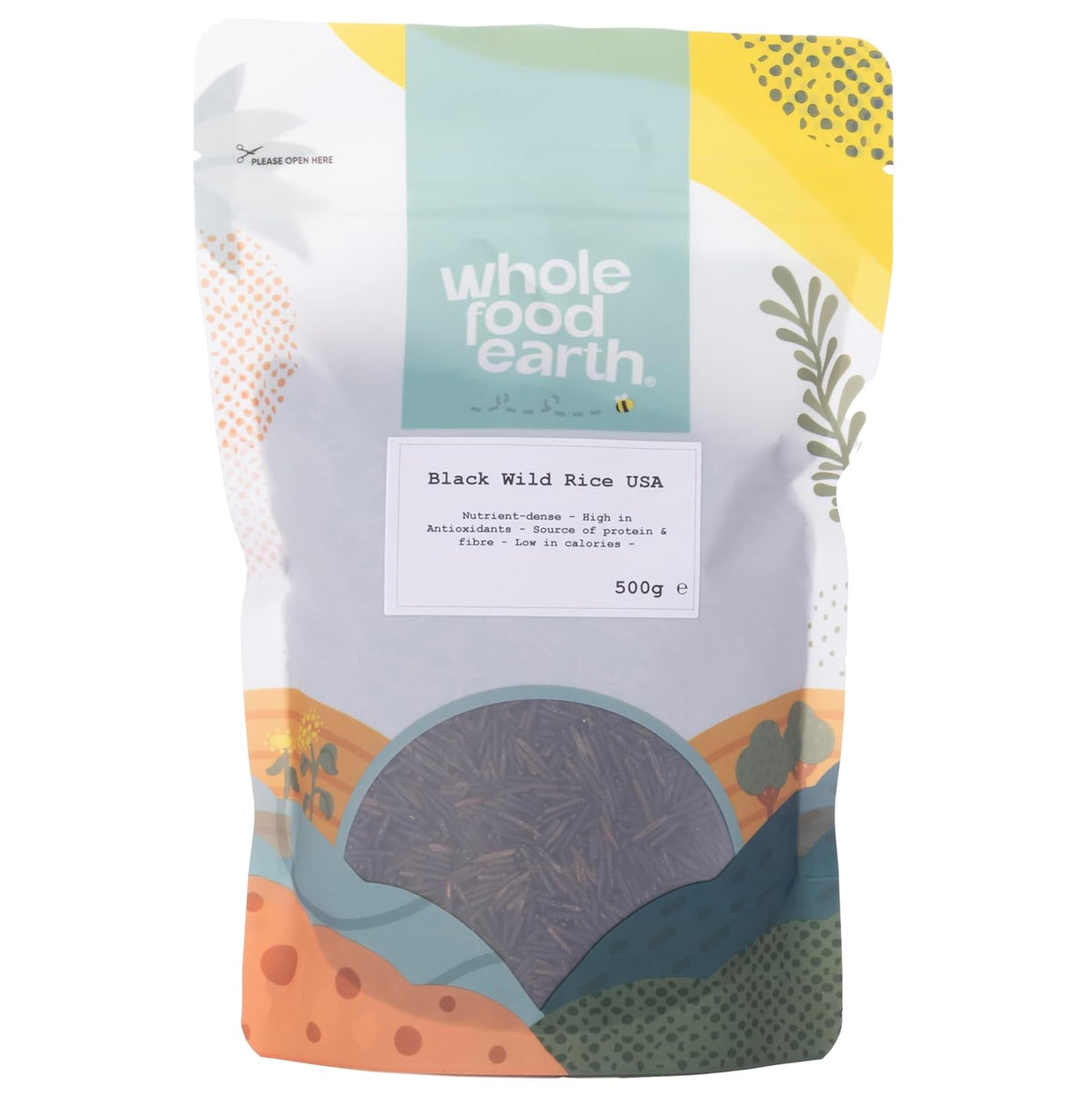 Orez sălbatic negru Wholefood Earth SUA - fără OMG - natural - vegan - fără lactate - fără zahăr adăugat, 500 g