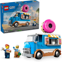 LEGO City Donut Truck - Camion de mâncare de jucărie cu 2 minifigurine de poliție - Jucărie de construcție pentru băieți și fete cu vârsta peste 5 ani - Idee de cadou pentru ziua de naștere și sărbători 60452 Seturi de constructie Besuche den LEGO-Store Titlu implicit