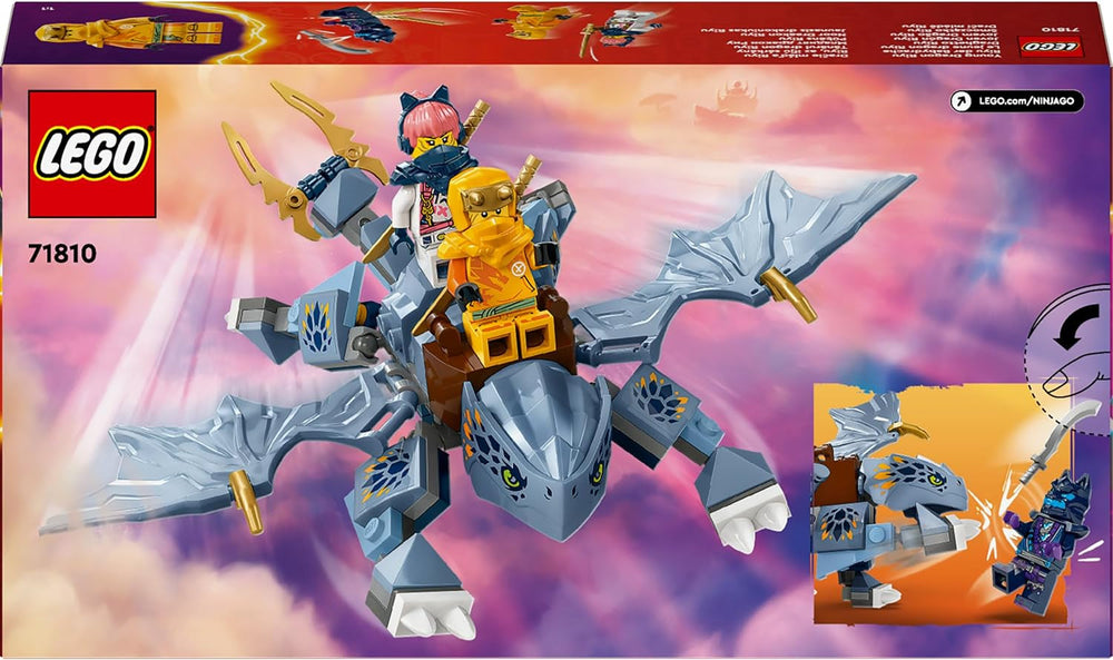 LEGO NINJAGO Riyu The Baby Dragon, jucărie dragon cu 3 mini figurine, jucărie ninja construibilă pentru băieți și fete de 6 ani, cadou plin de acțiune pentru copii 71810 Seturi de constructie Besuche den LEGO-Store