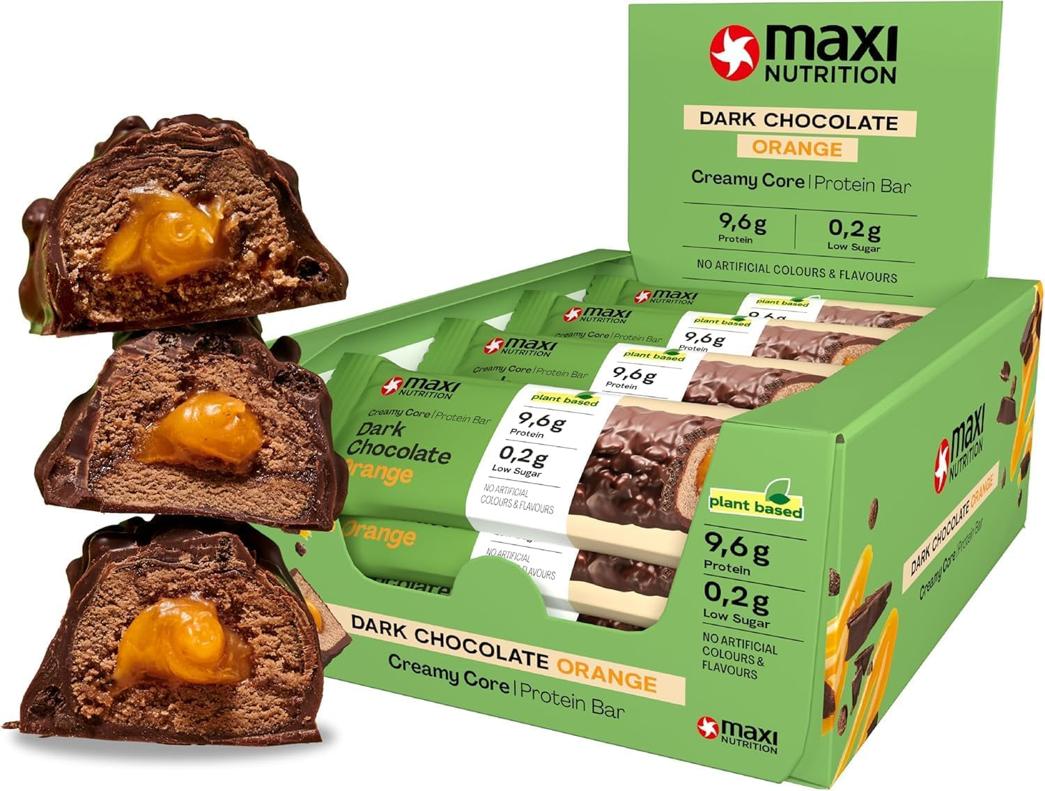 MaxiNutrition Baton proteic vegan cremos cu ciocolată, arahide și caramel 12x45g - baton proteic vegan, 18% proteine, 8,3g per baton, conținut scăzut de zahăr (0,9g), fără zahăr adăugat, fără arome artificiale